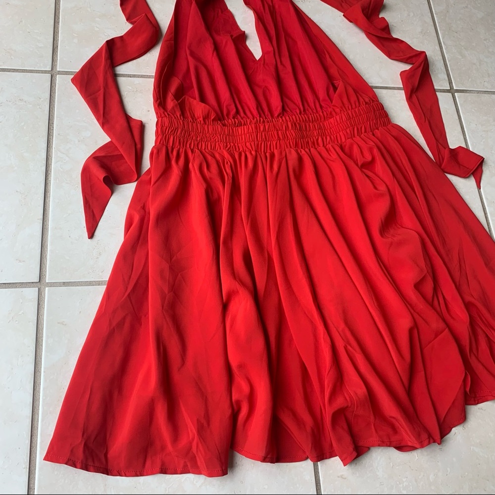 • NEW! Deep V Tie Back Mini Dress • - Picture 8 of 16
